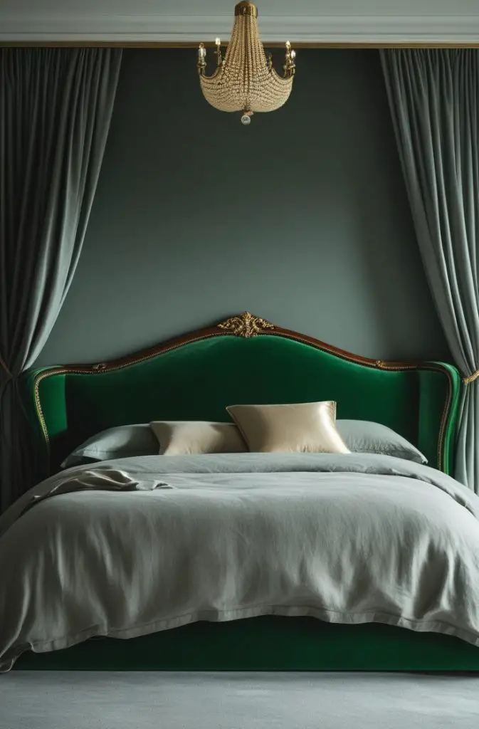 Green Velvet and Grey Linen