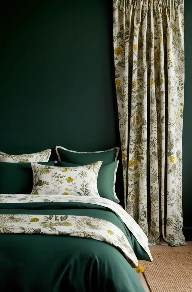 Moody Green with Floral Accents