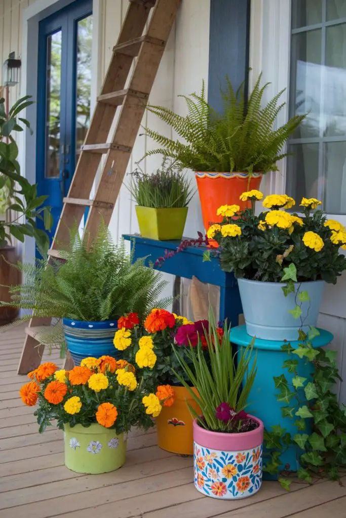 Potted Plants in Colorful Containers