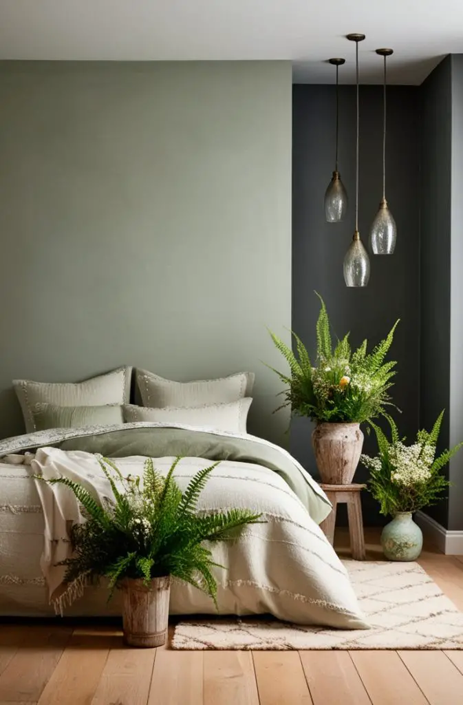 Sage Green with Moody Grey Walls