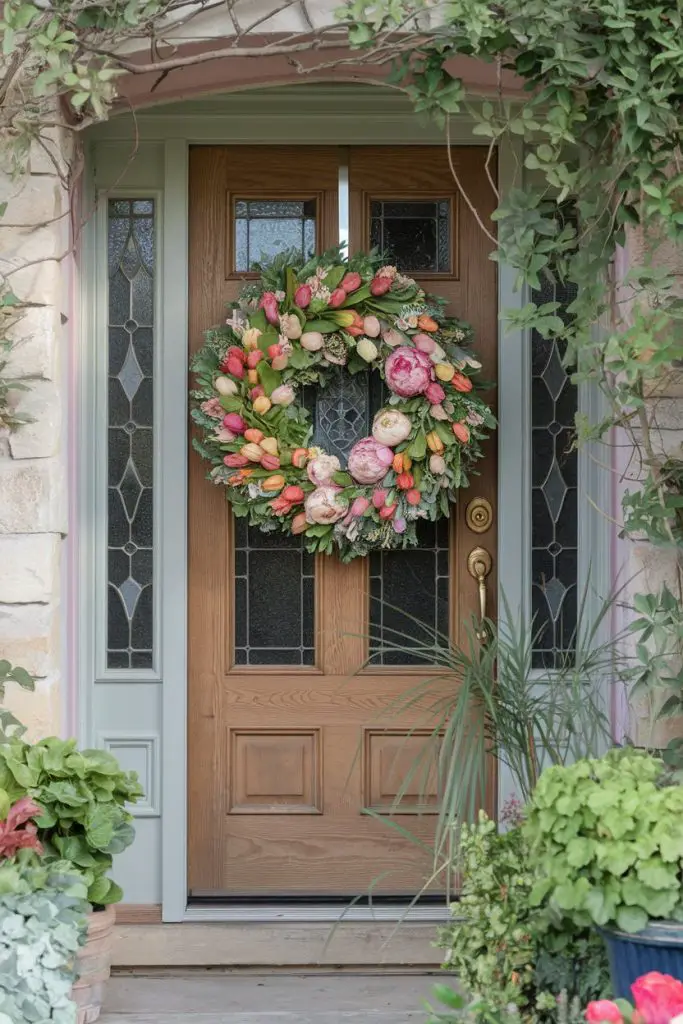 Spring Wreaths on Doors