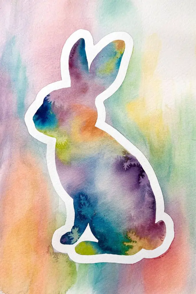 Bunny Silhouette Watercolor Art