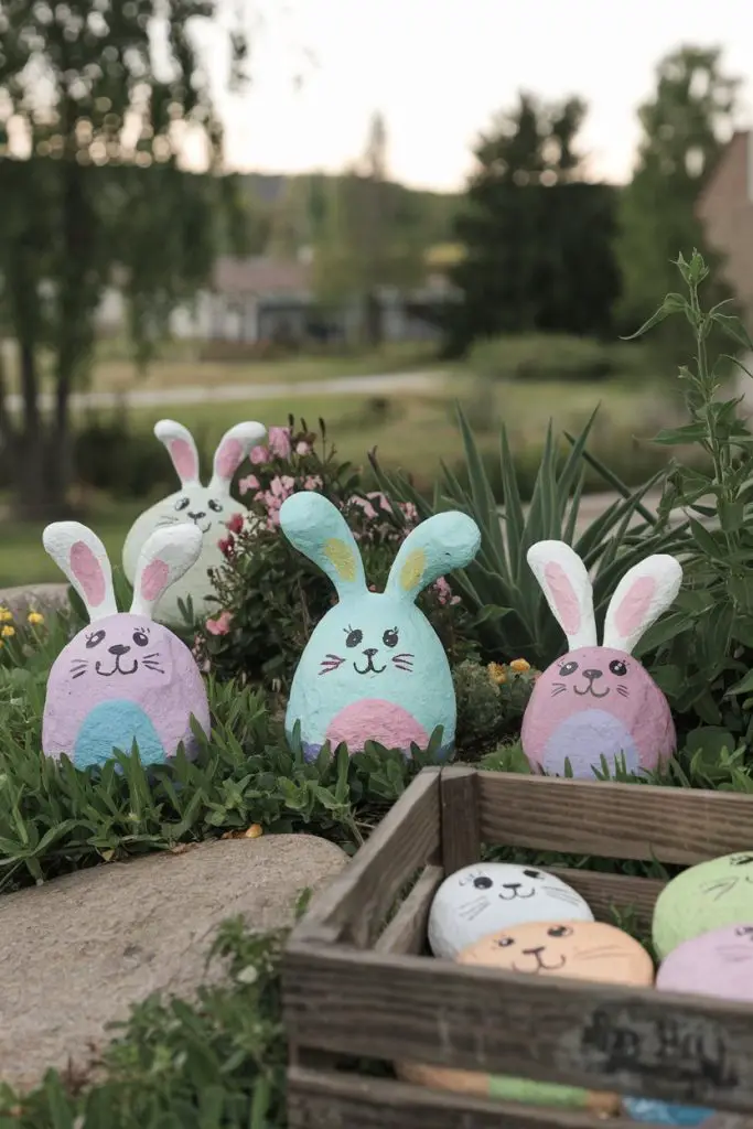 Bunny-Themed Painted Rocks