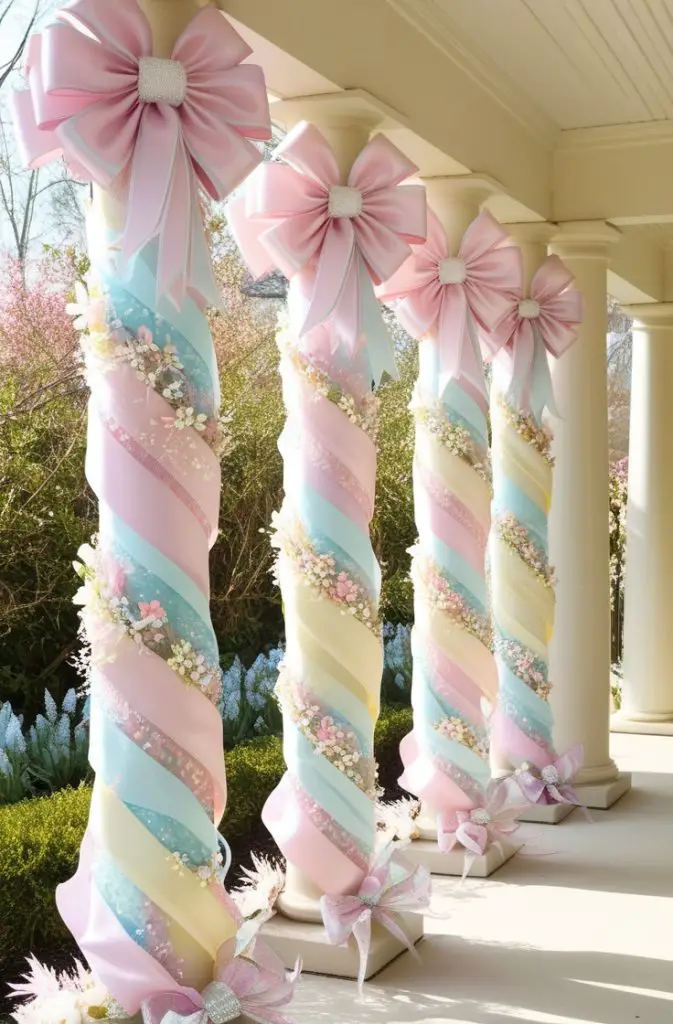 Ribbon-Wrapped Porch Columns