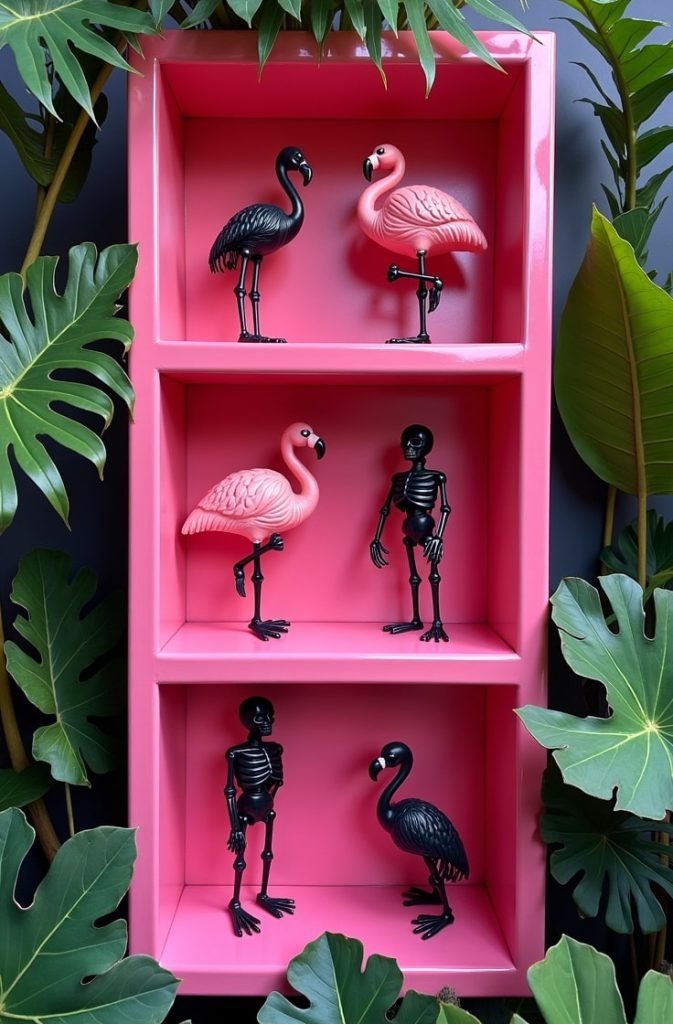 Flamingo Halloween Shelf