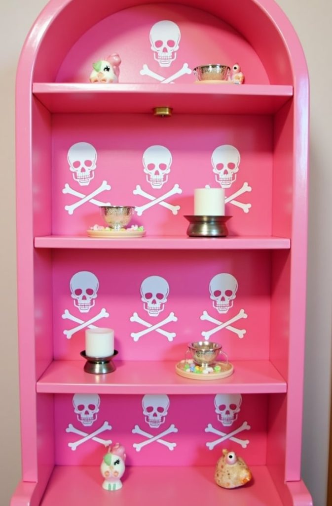 Skull and Crossbones Pink Shelf