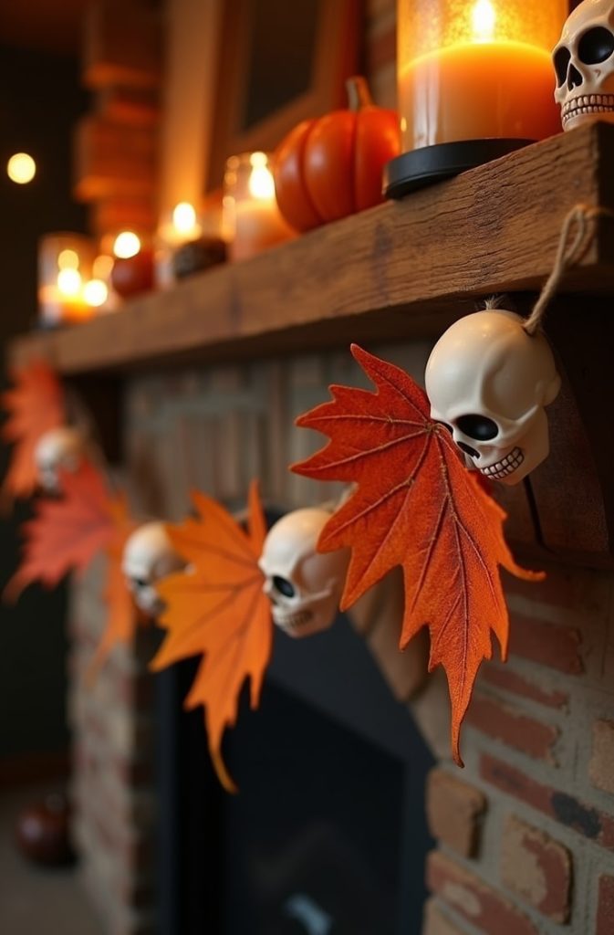 Fall Leaf and Skull Garland