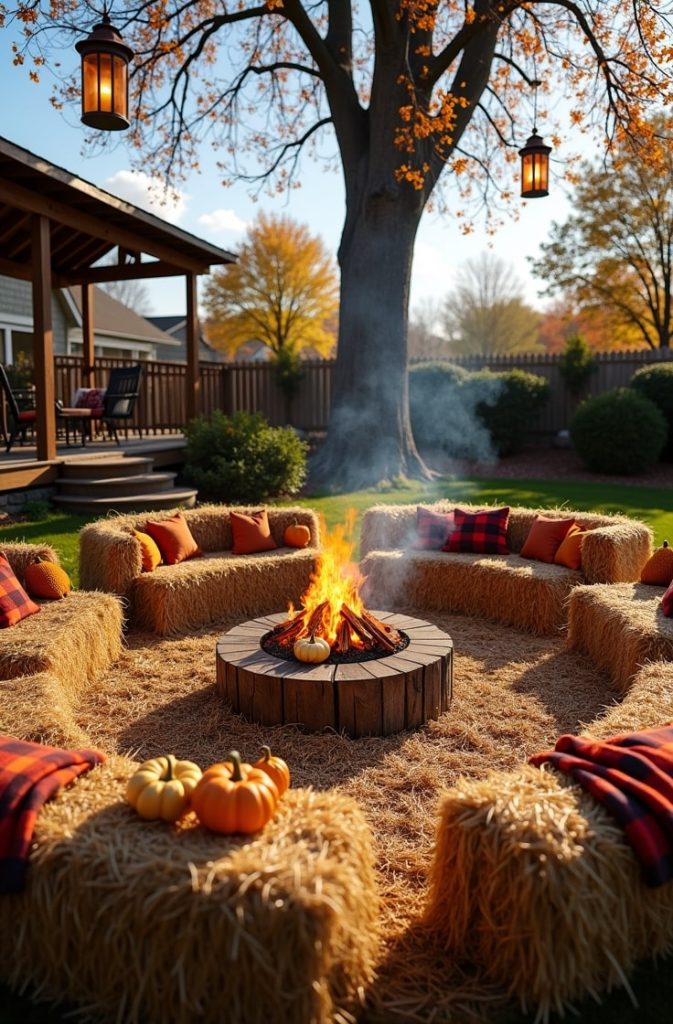 Hay Bale Seating with Pumpkins