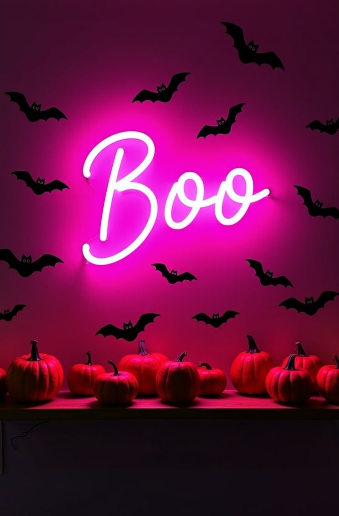 Neon Pink "Boo" Sign