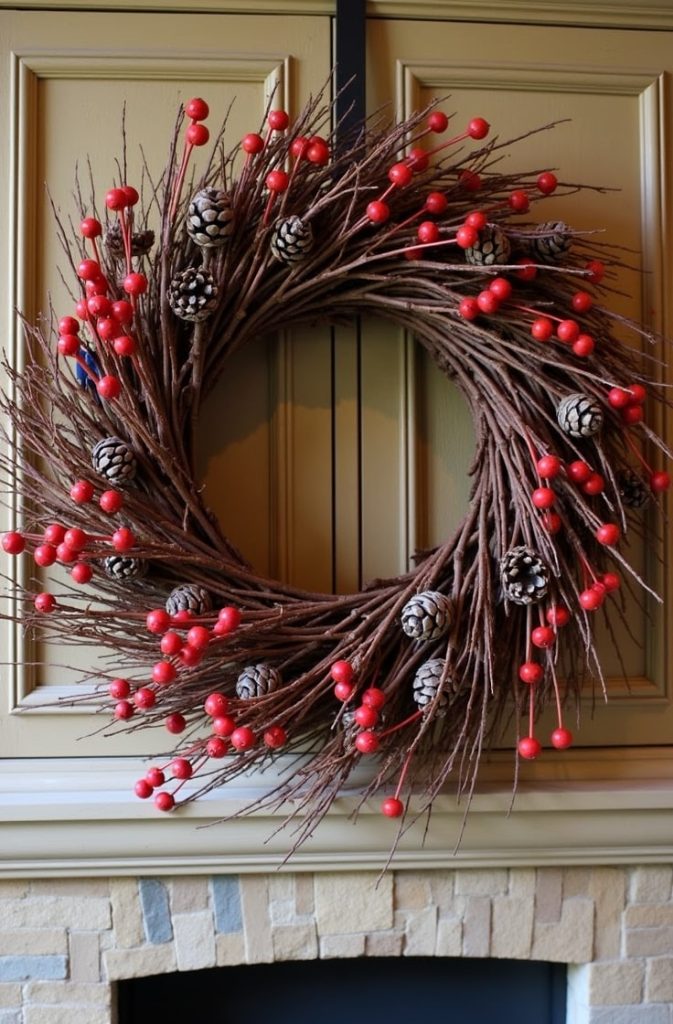 Rustic Wreath with Pinecones and Berries