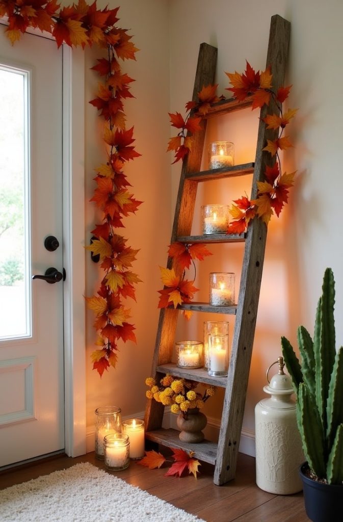 Vintage Ladder with Fall Decor