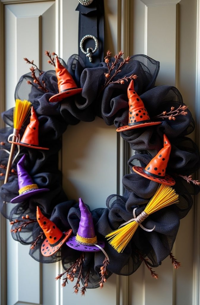 Witch Hat & Broomstick Wreath
