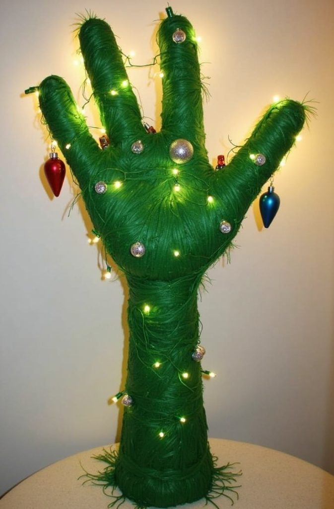 DIY Grinch Hand-Shaped Tree