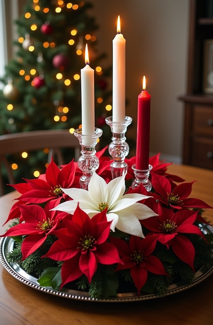 Elegant Crystal and Poinsettia Arrangement-min