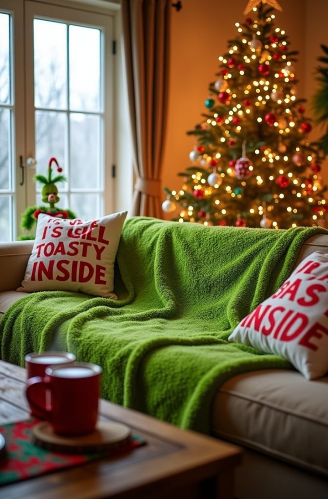 Grinch Throw Pillows and Blankets