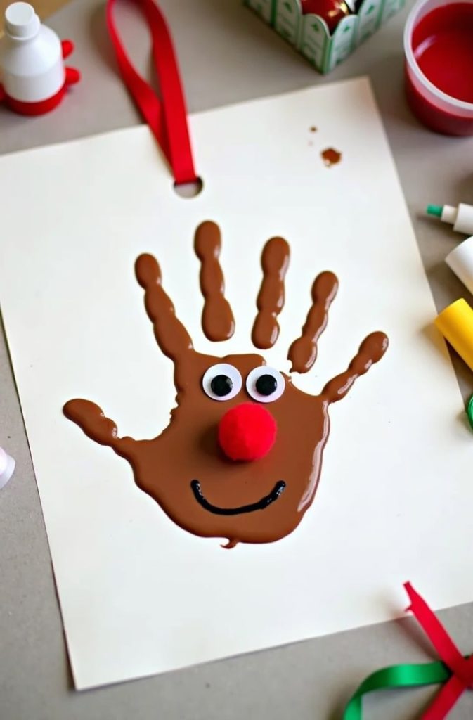 Handprint Reindeer Ornament