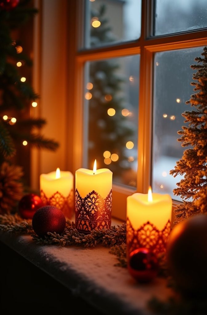 LED Candle Displays on Sills