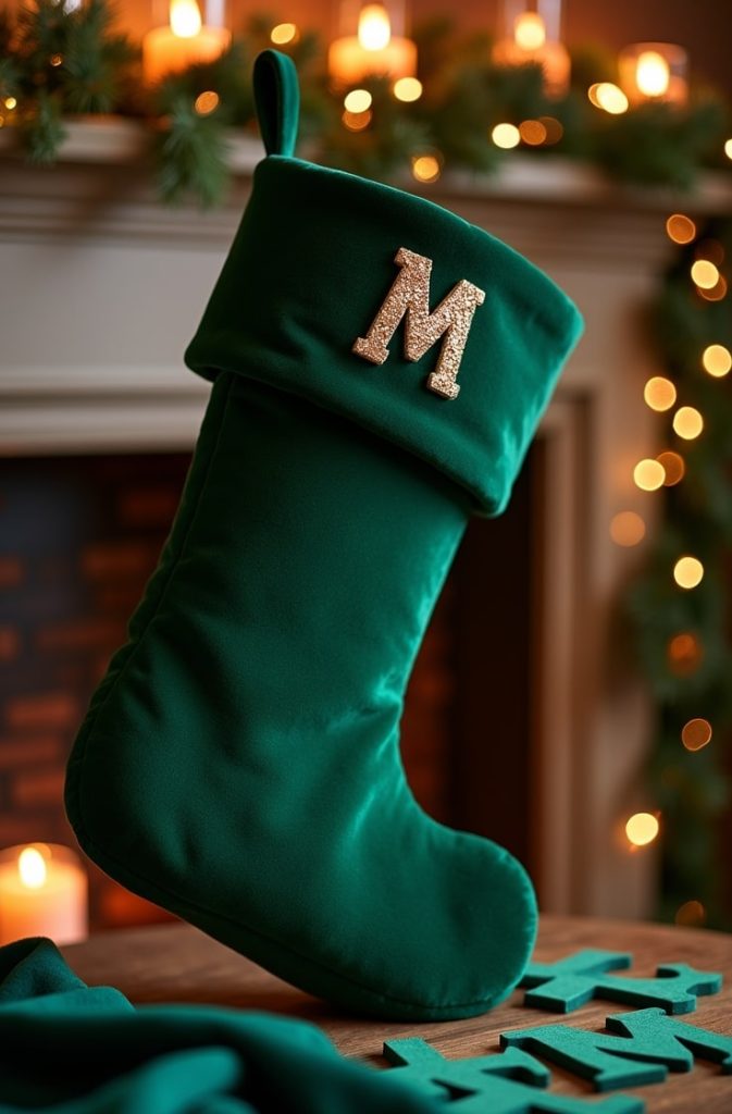 Monogrammed Velvet Stocking