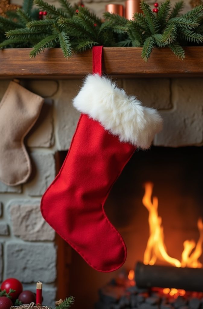 Red Felt Stocking with White Fur Trim