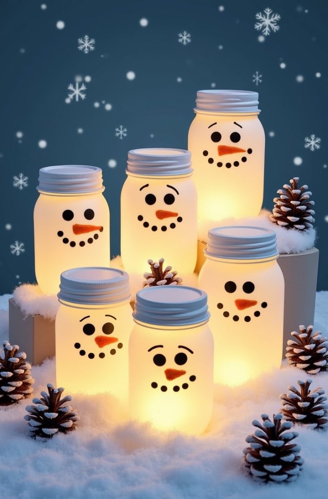 Snowman Mason Jar Luminary