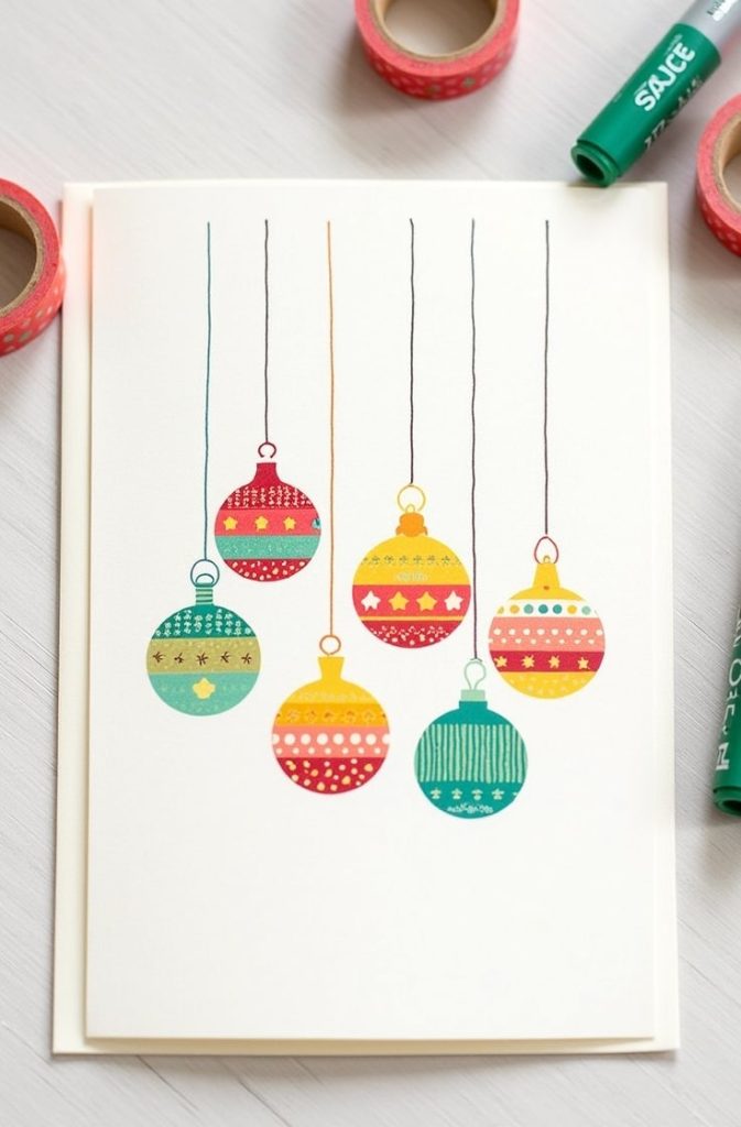Washi Tape Ornament Card