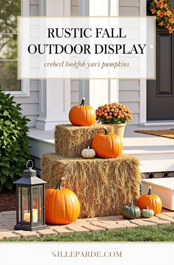 Create a Rustic Fall Outdoor Display with Hay Bales and Pumpkins