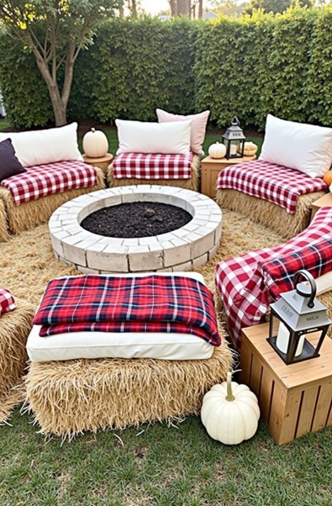 Decorate with Hay Bale Seating for Fall Gatherings