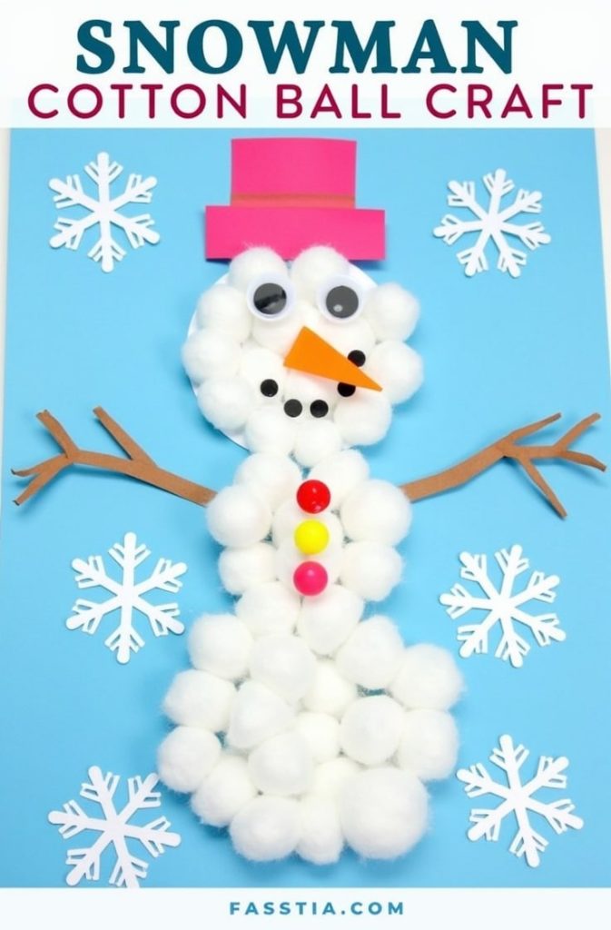 Snowman Cotton Ball Craft