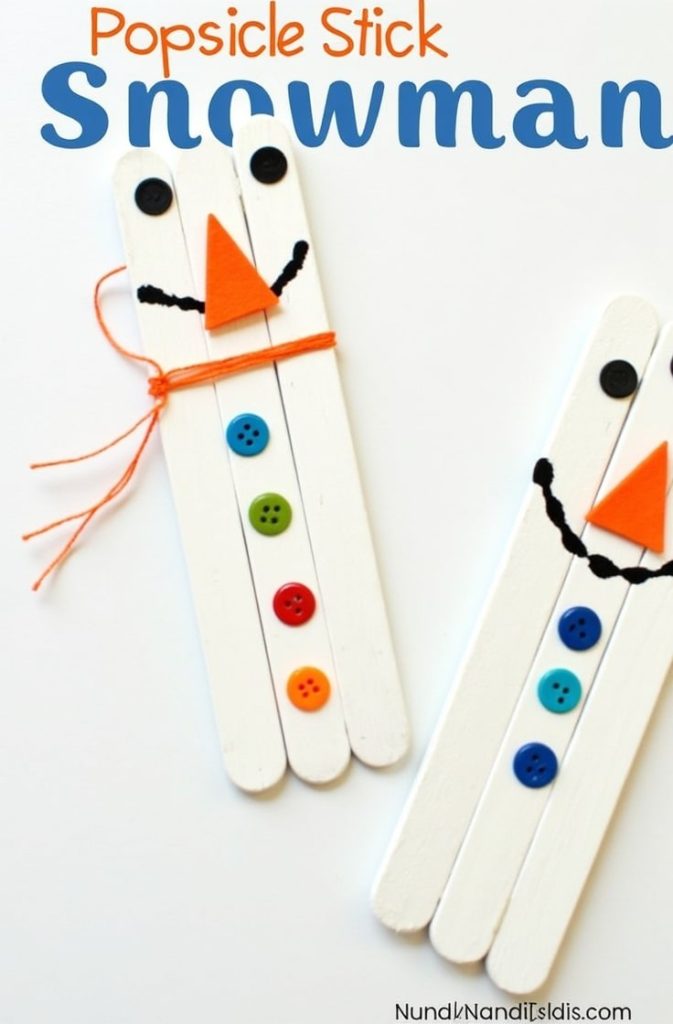 Snowman Popsicle Stick Craft – Winter Craft for Kids