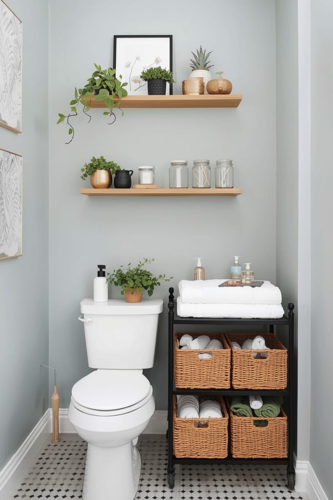 Add Over-the-Toilet Storage or Minimal Shelving