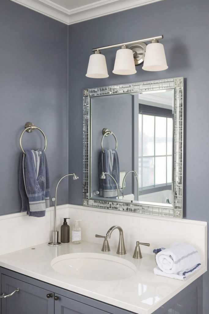 Add Silver Bathroom Lighting Fixtures for a Polished Glow