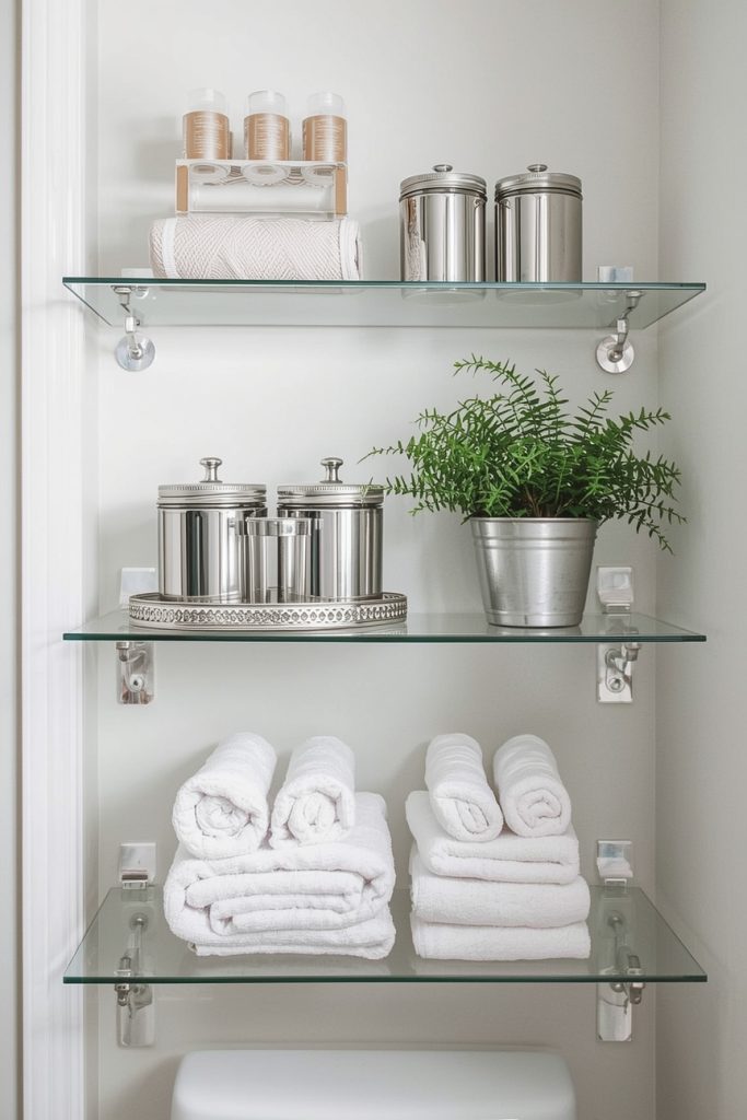 Add Silver Bathroom Shelves for Organization & Style