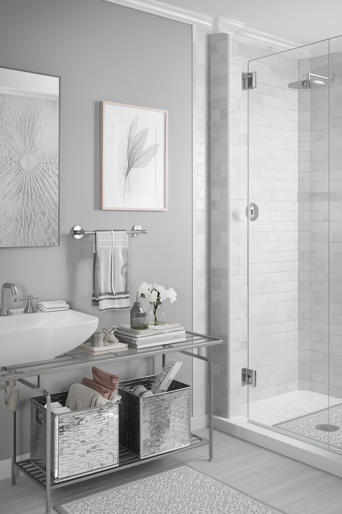 Build a Soothing Silver and Grey Bathroom Palette