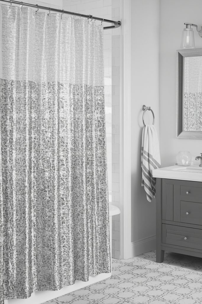Install a Silver Shower Curtain to Make a Statement
