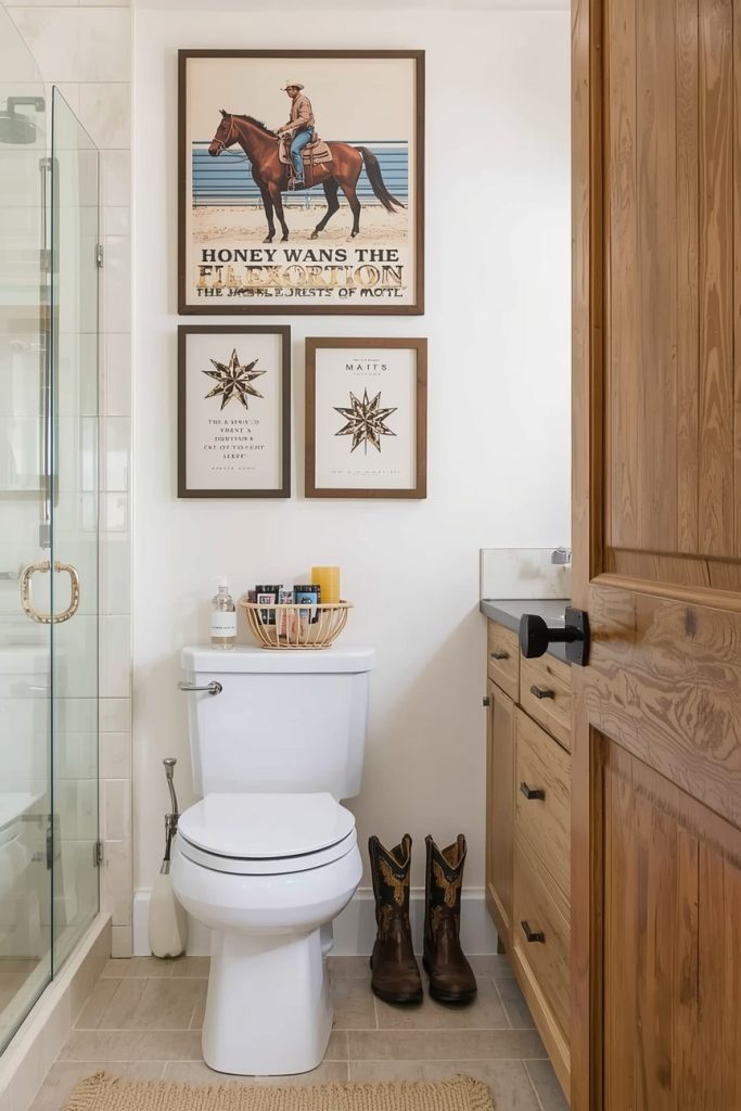Add Cowboy Wall Art Bathroom Pieces for Visual Impact