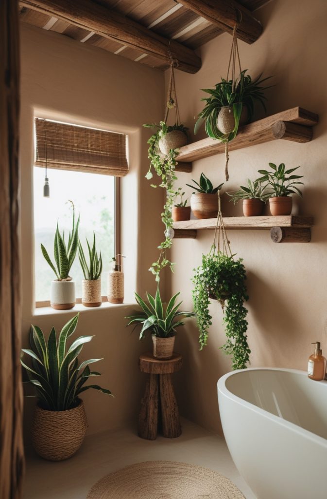 Bring in Greenery for an Earthy Boho Bathroom Vibe