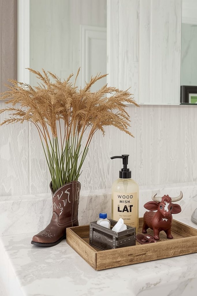 Incorporate Cowboy Bathroom Countertop Decoration Ideas