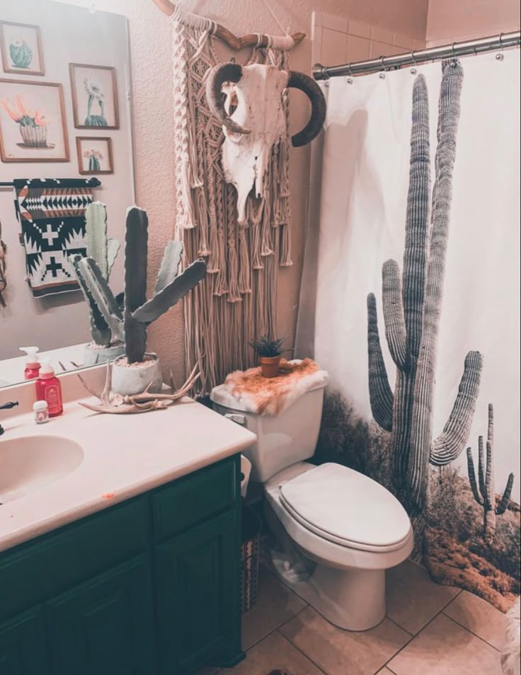 Mix Old and New for a Modern Western Boho Bathroom
