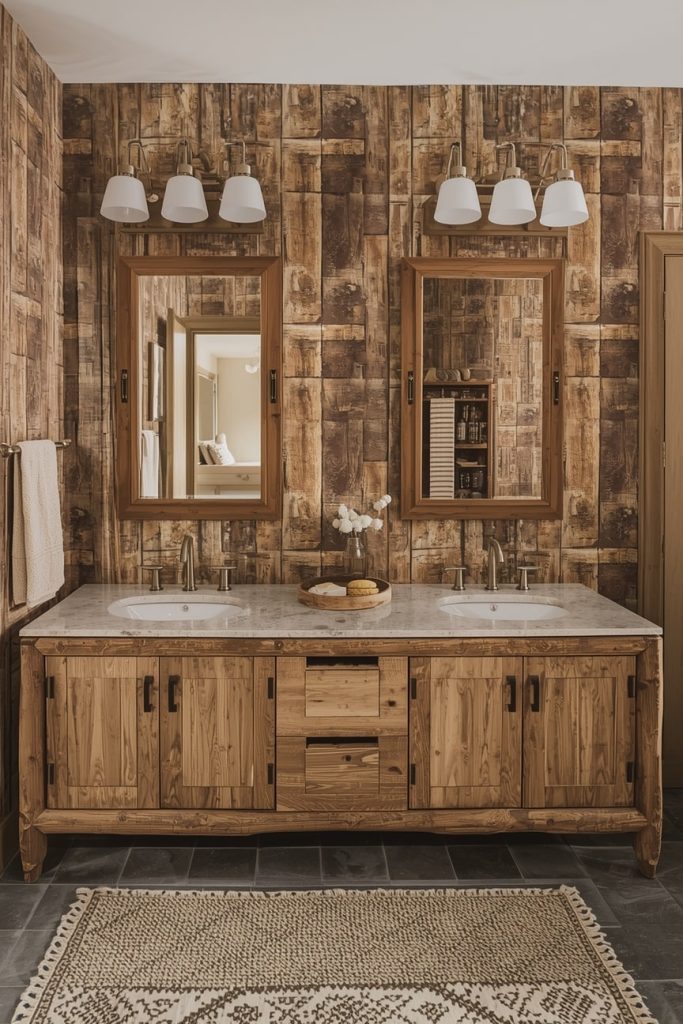 Rustic Metal Fixtures for a Balanced Cabin-Inspired Bathroom Look