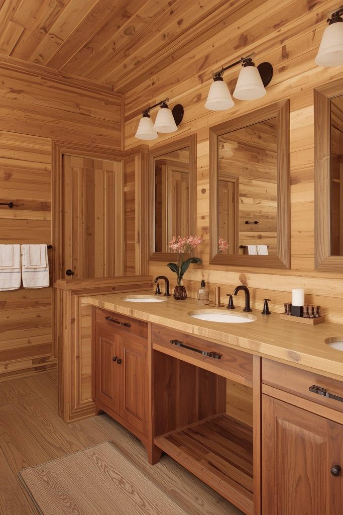 Rustic Timber Bathroom Accents for Finishing Touches