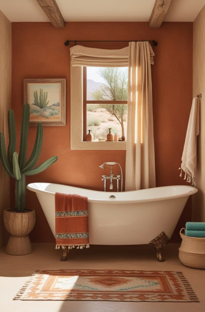 Use Desert-Inspired Colors for a Southwestern Boho Bathroom