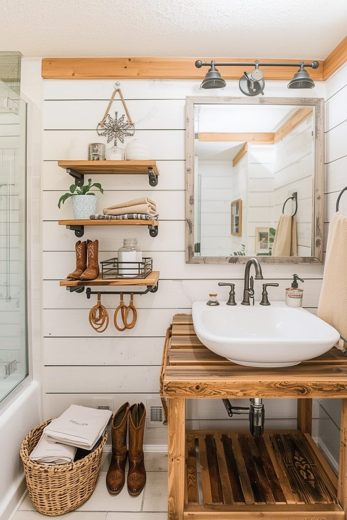 Use Farmhouse Cowboy Bathroom Décor for a Softer, Cozier Look