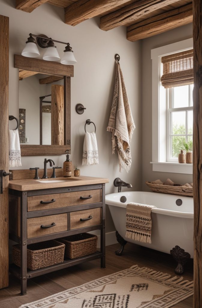 Use Iron or Bronze Hardware for Rustic Western Bathroom Décor