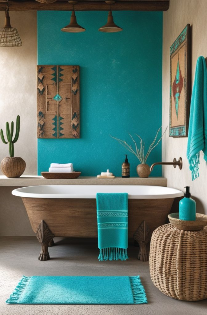 Use Turquoise Décor for a Vintage Western Bathroom Feel