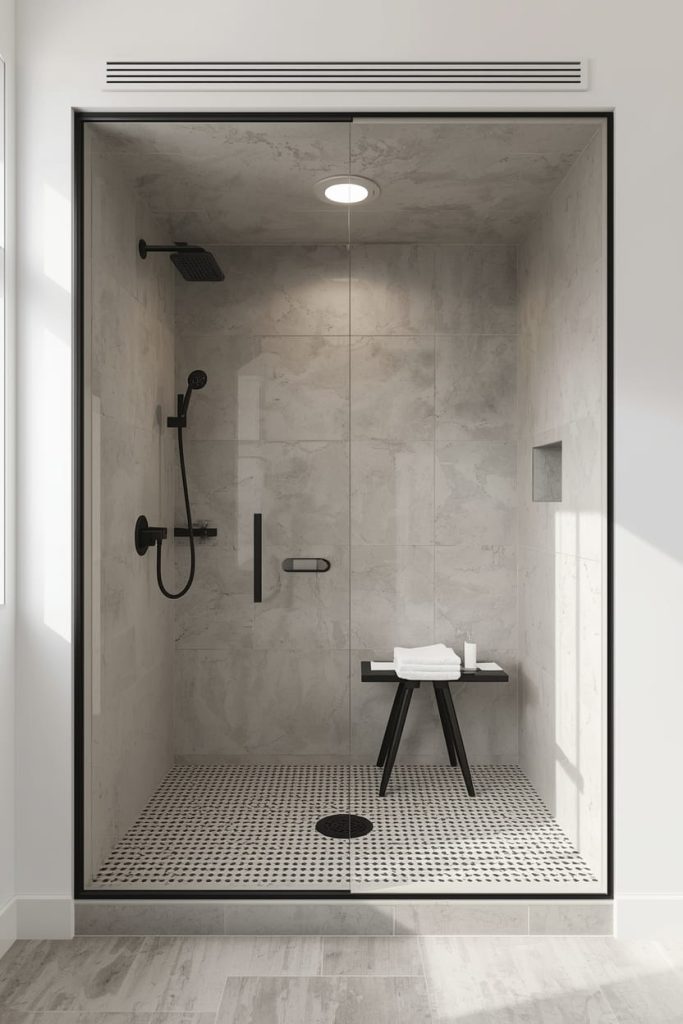 Curbless Walk-In Shower for a Seamless Look