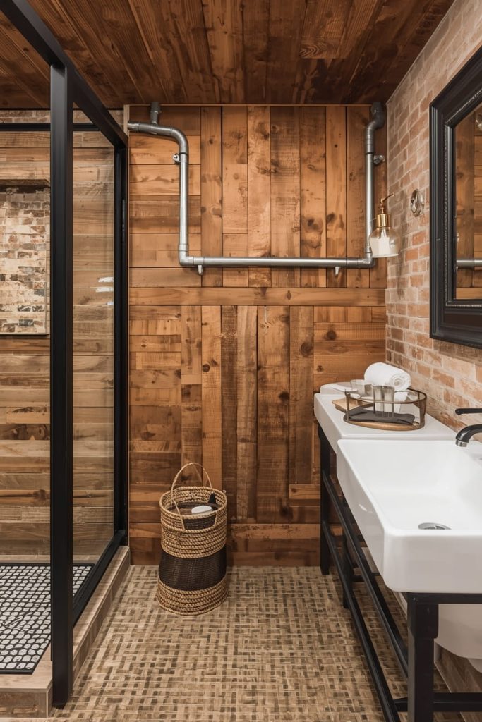 Exposed Wood Beams Bathroom Character