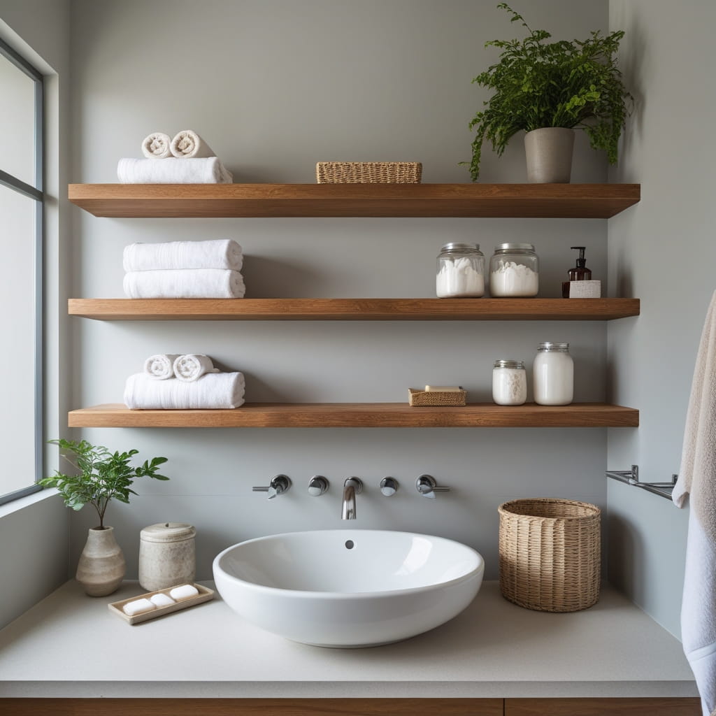 Floating Shelves Bathroom Wall for Style + Storage