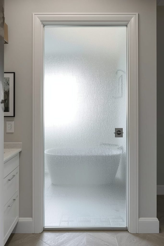 Frosted Glass Bathroom Door for Privacy and Light