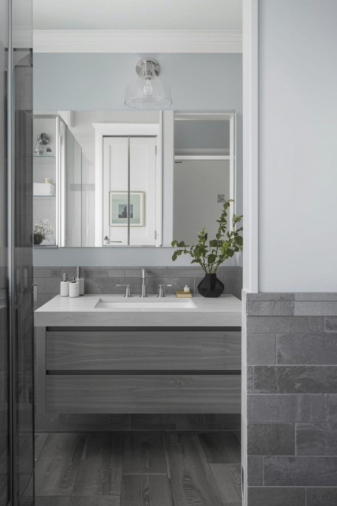 Gray Bathroom Vanity as a Focal Point