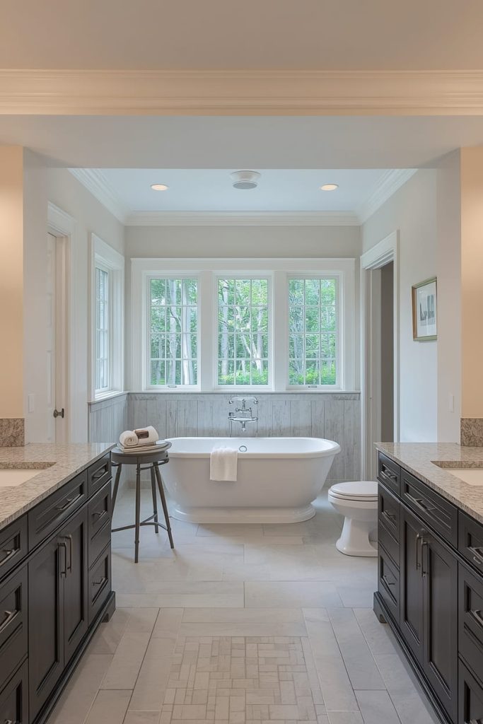 Linear Double Vanity Layout for Shared Bathrooms